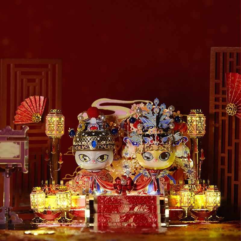  Mô Hình Kim Loại Lắp Ráp 3D MU Đôi Mèo Thiên Thành (60 mảnh, Cat Couple) YM-N146-GH – MP1268 