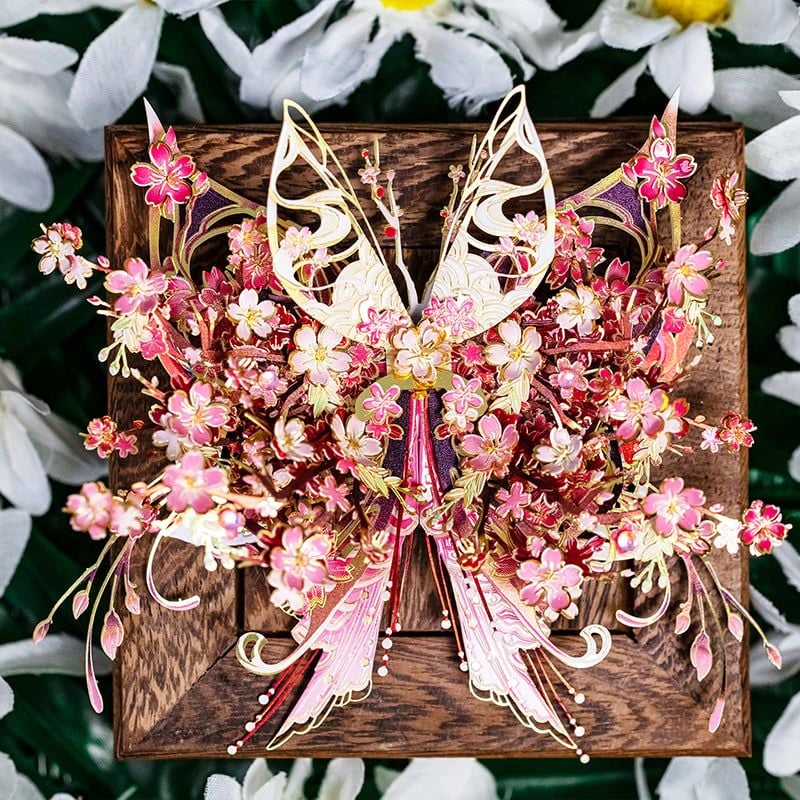  Mô Hình Kim Loại Lắp Ráp 3D MU Phương Phi Hồ Điệp (139 mảnh, Butterfly Rain of Flowers) YM-N149-E – MP1290 