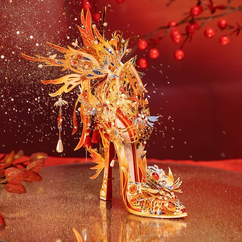  Mô Hình Kim Loại Lắp Ráp 3D MU Chiếc Giày Lọ Lem - Phượng Hoàng Lửa (191 mảnh, Shoe of Cinderella - Phoenix Red) YM-N165-A – MP1271 