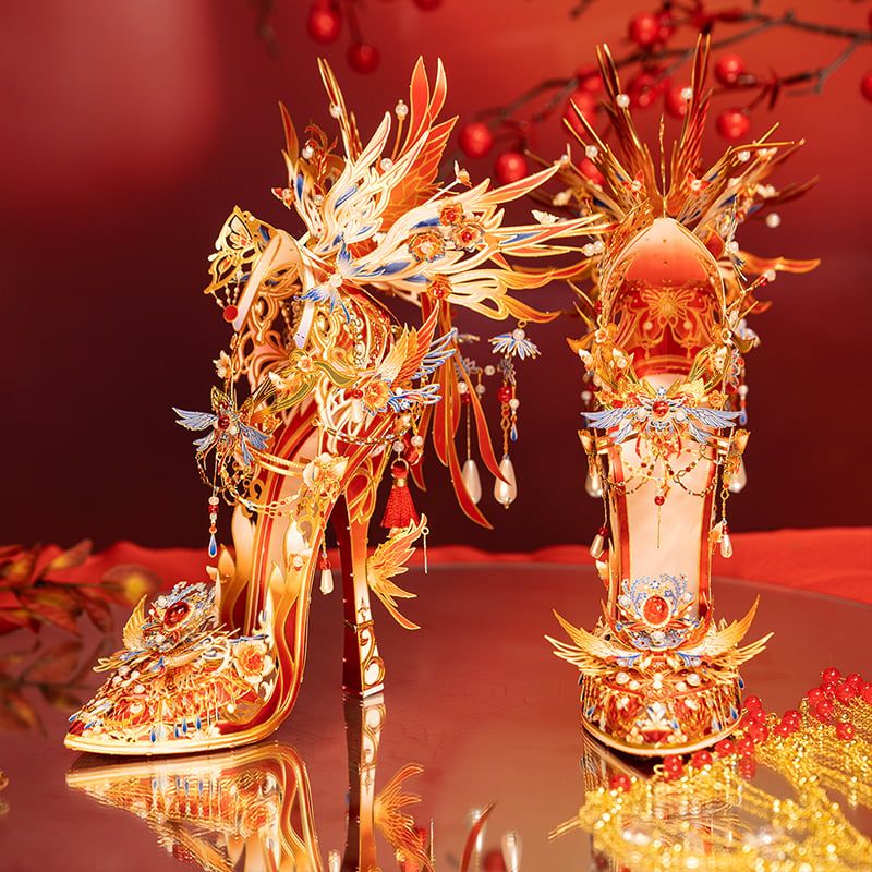  Mô Hình Kim Loại Lắp Ráp 3D MU Chiếc Giày Lọ Lem - Phượng Hoàng Lửa (191 mảnh, Shoe of Cinderella - Phoenix Red) YM-N165-A – MP1271 