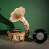  Mô Hình Gỗ 3D Lắp Ráp ROBOTIME ROKR Máy Nghe Nhạc Đĩa Than Cổ Điển (Classic Black Gum Gramophone) LKB01 - WP205 