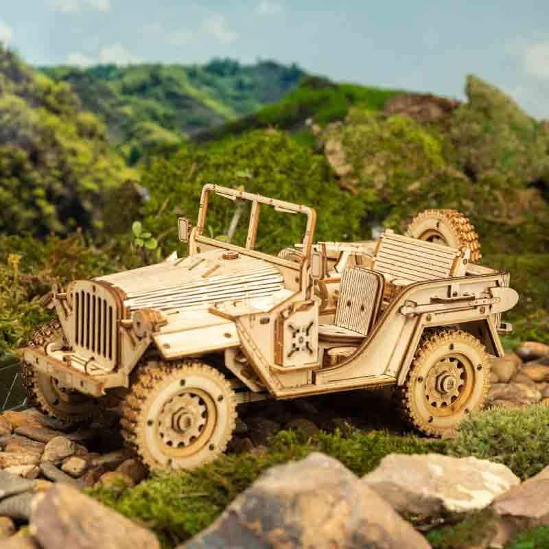  Mô Hình Gỗ 3D Lắp Ráp ROBOTIME Xe Jeep Quân Sự (369 mảnh, Army Field Car) MC701 – WP034 
