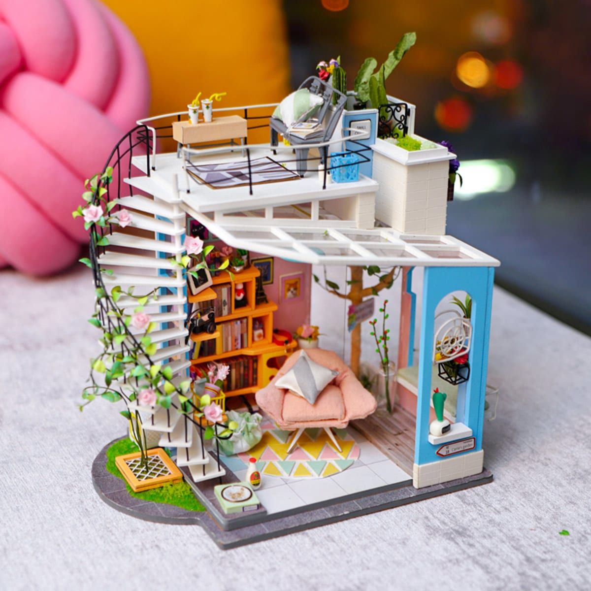  Mô Hình Gỗ 3D Lắp Ráp ROBOTIME DIY Dollhouse Nhà Tí Hon (340 mảnh, Dora's Loft) DG12 - WP156 