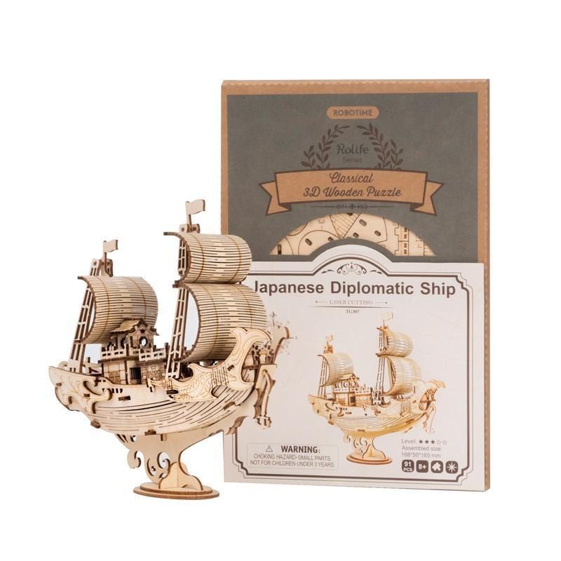  Mô Hình Gỗ 3D Lắp Ráp ROBOTIME Tàu Ngoại Giao Nhật Bản (91 mảnh, Japanese Diplomatic Ship) TG307 - WP140 