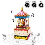  Mô Hình Gỗ 3D Lắp Ráp ROBOTIME Hộp Nhạc Vòng Xoay Ngựa Gỗ Merry Go Round Music Box AM304 – WP012 