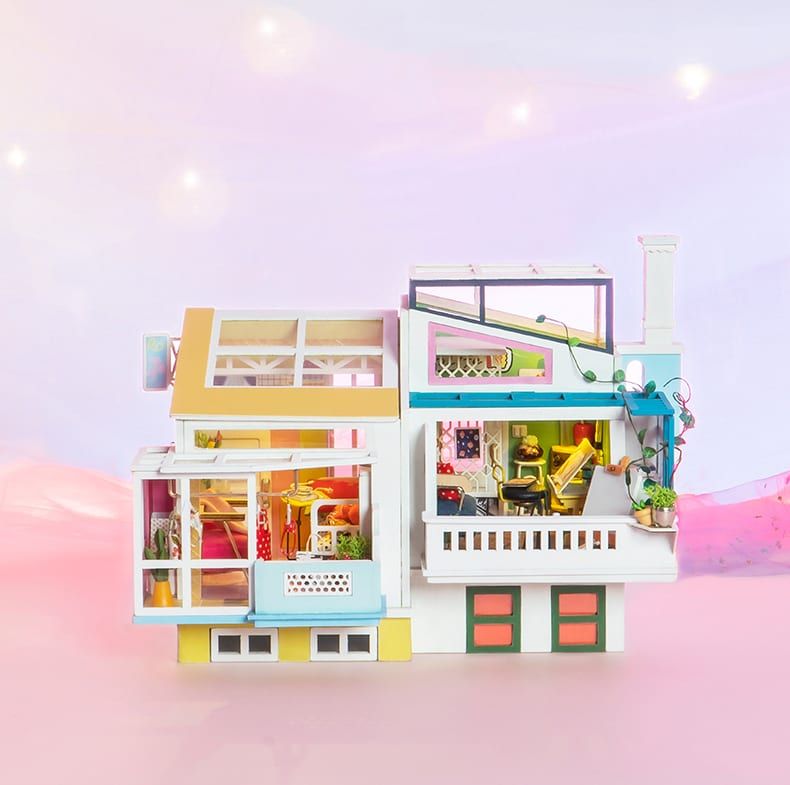  Mô Hình Gỗ 3D Lắp Ráp ROBOTIME DIY Dollhouse Nhà Tí Hon Teddy Loving Neighborhood TD05W – WP104 