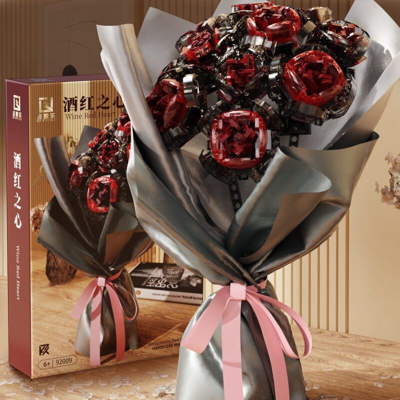  Mô Hình Nhựa 3D Lắp Ráp QiZhiLe Bó Hoa Hồng Đỏ 92009 (800 mảnh, Wine Red Heart Flower) – LG0020 