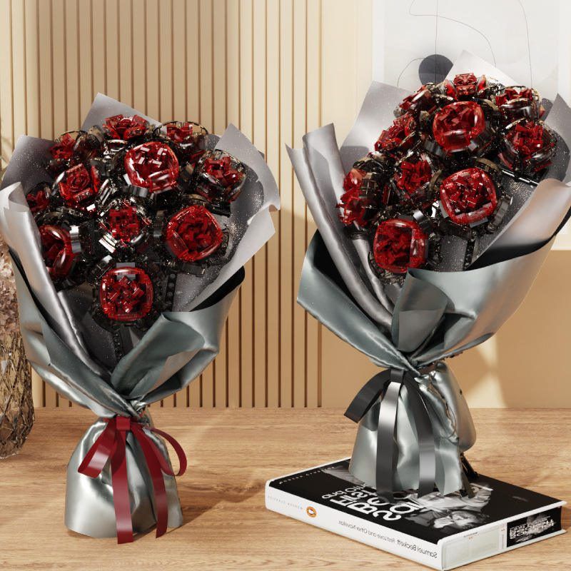  Mô Hình Nhựa 3D Lắp Ráp QiZhiLe Bó Hoa Hồng Đỏ 92009 (800 mảnh, Wine Red Heart Flower) – LG0020 