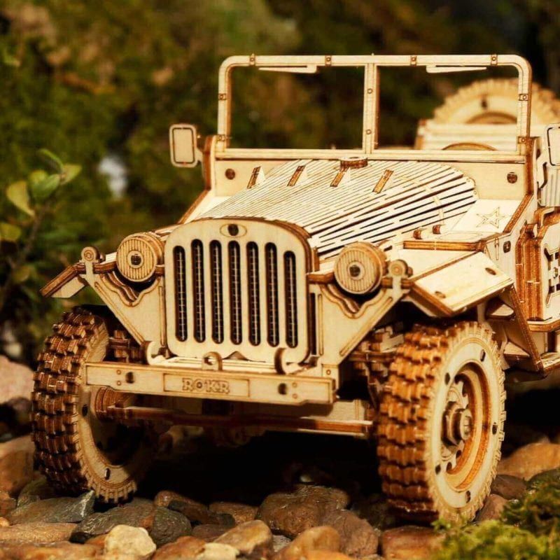  Mô Hình Gỗ 3D Lắp Ráp ROBOTIME Xe Jeep Quân Sự Army Field Car MC701 – WP034 