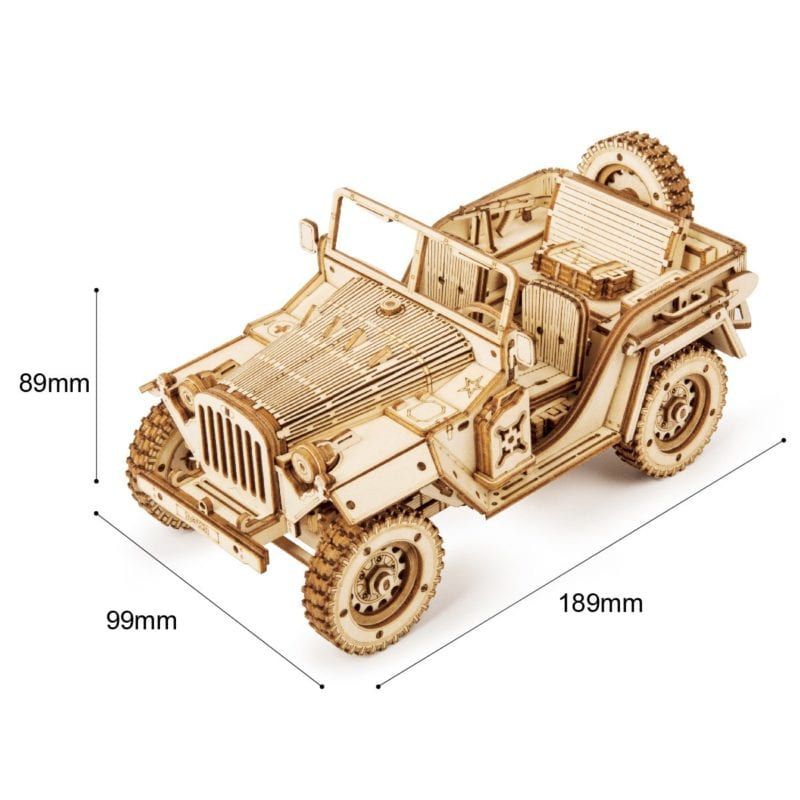  Mô Hình Gỗ 3D Lắp Ráp ROBOTIME Xe Jeep Quân Sự (369 mảnh, Army Field Car) MC701 – WP034 