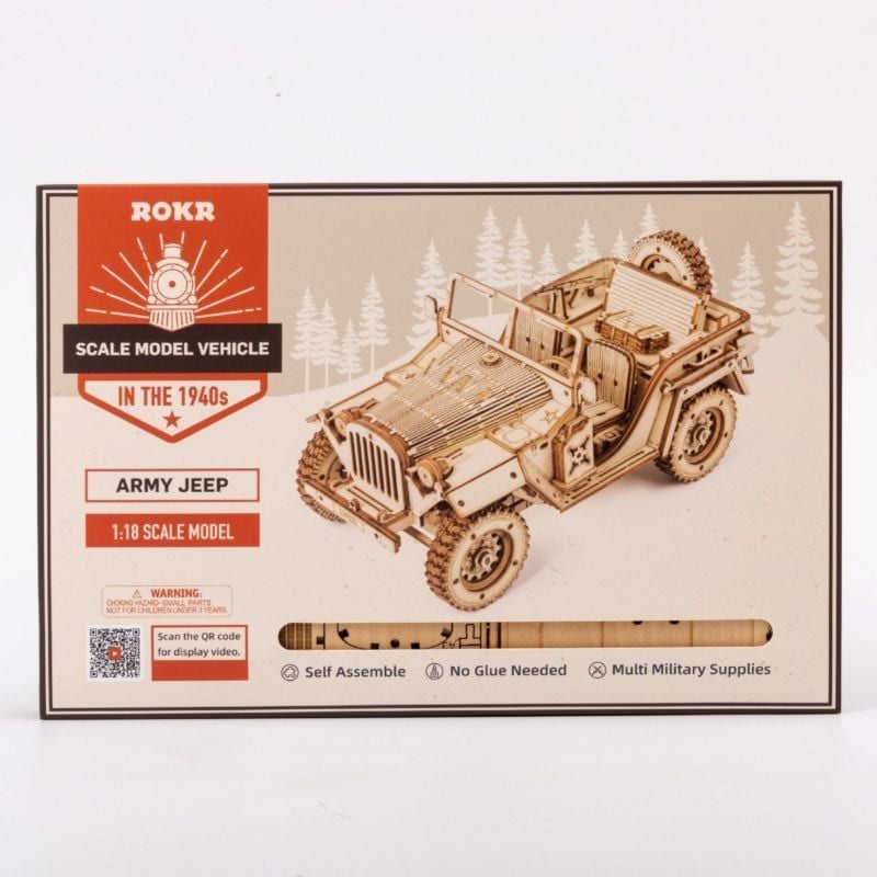  Mô Hình Gỗ 3D Lắp Ráp ROBOTIME Xe Jeep Quân Sự (369 mảnh, Army Field Car) MC701 – WP034 