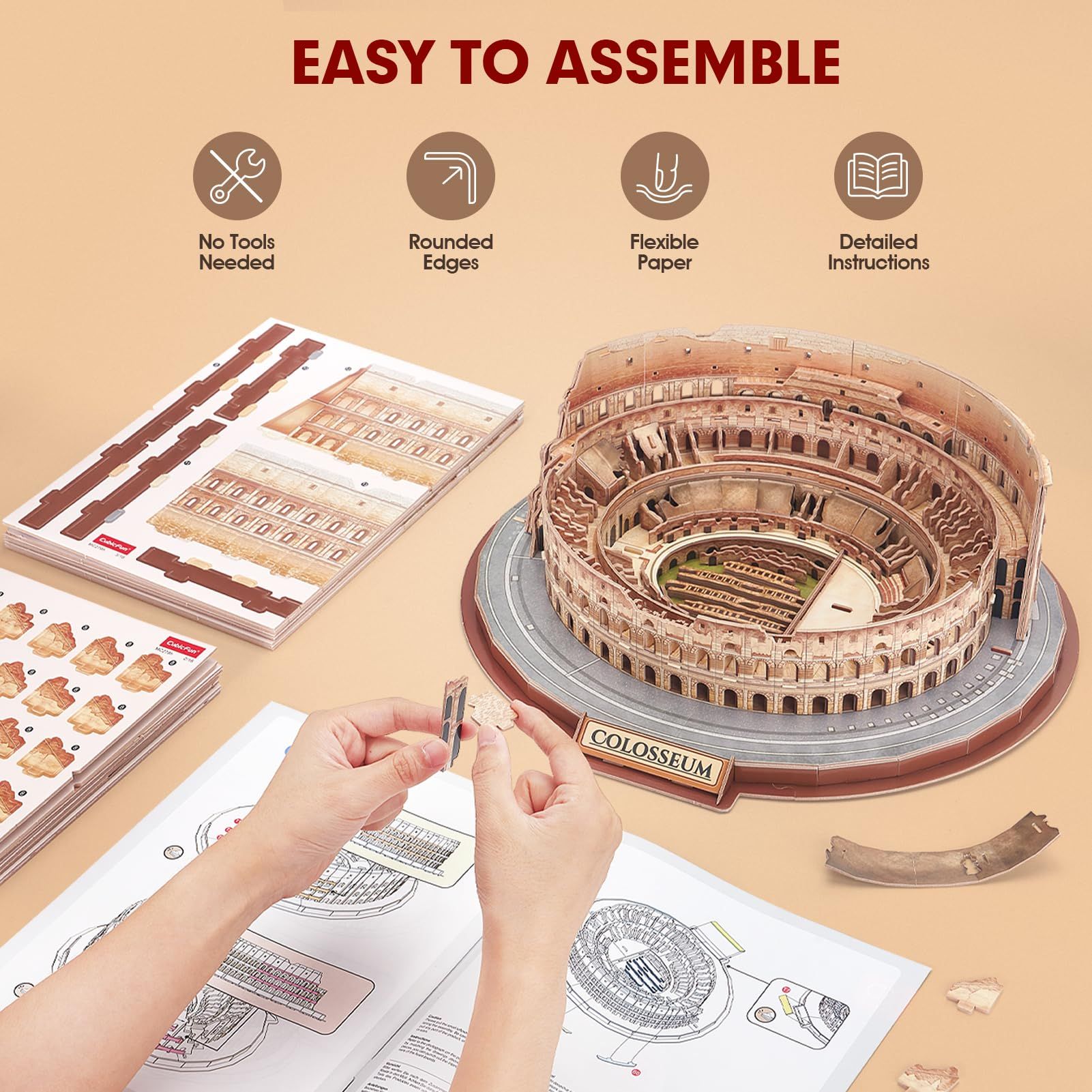  Mô Hình Giấy 3D Lắp Ráp CubicFun Đấu Trường La Mã (163 mảnh, Italy Rome Colosseum) MC279h - PP072 
