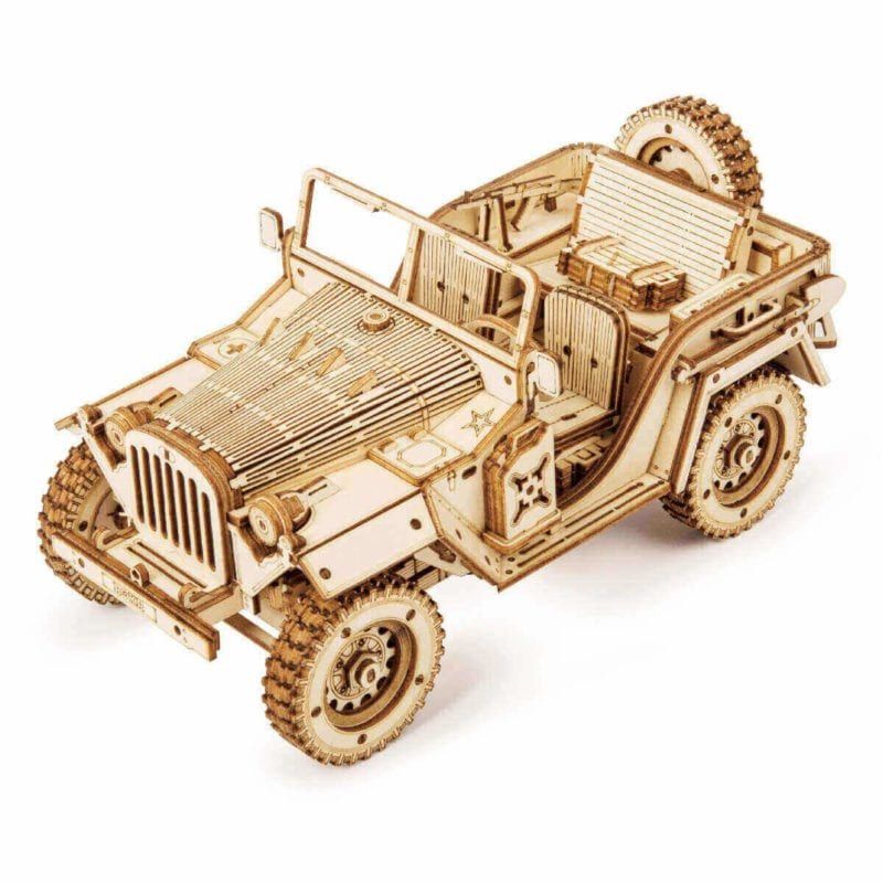  Mô Hình Gỗ 3D Lắp Ráp ROBOTIME Xe Jeep Quân Sự (369 mảnh, Army Field Car) MC701 – WP034 