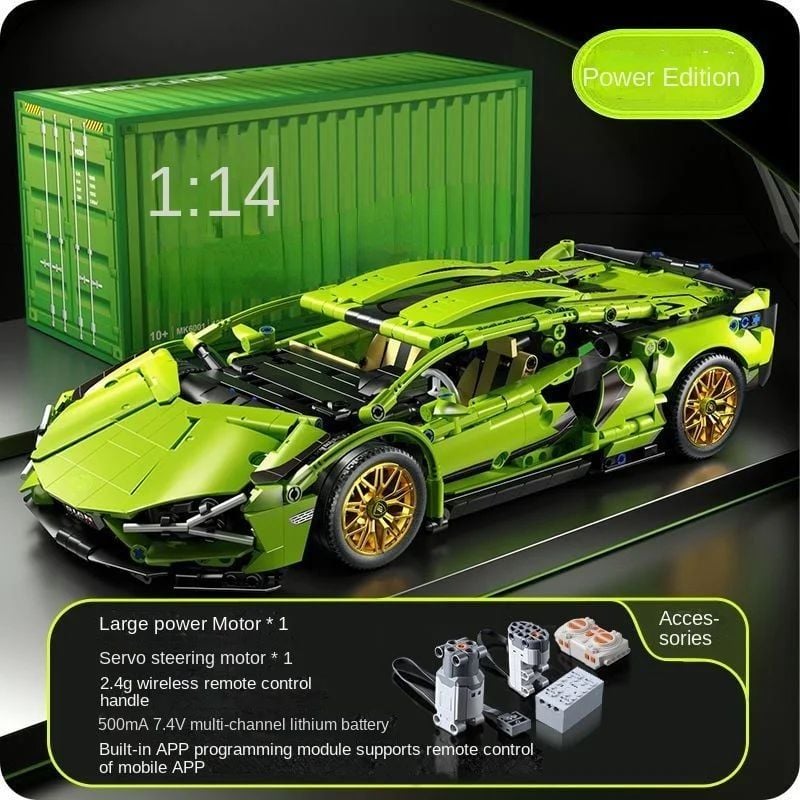  Mô Hình Nhựa 3D Lắp Ráp OEM Siêu Xe Đua Lamborghini (1280 mảnh, Màu Xanh Lá) 1:14 - LG0177 