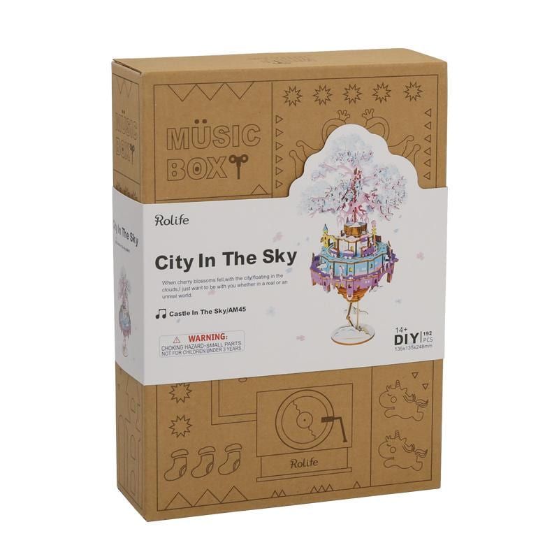  Mô Hình Gỗ 3D Lắp Ráp ROBOTIME Hộp Nhạc Thành Phố Trên Mây Cloud City Music Box AM45 – WP008 