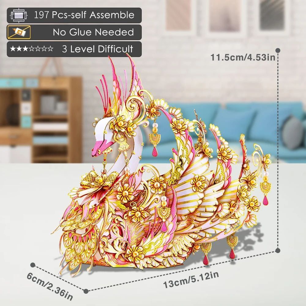  Mô Hình Kim Loại 3D Lắp Ráp Piececool Thiên Nga Trắng (197 mảnh, White Swan) HP339-KP - MP1218 