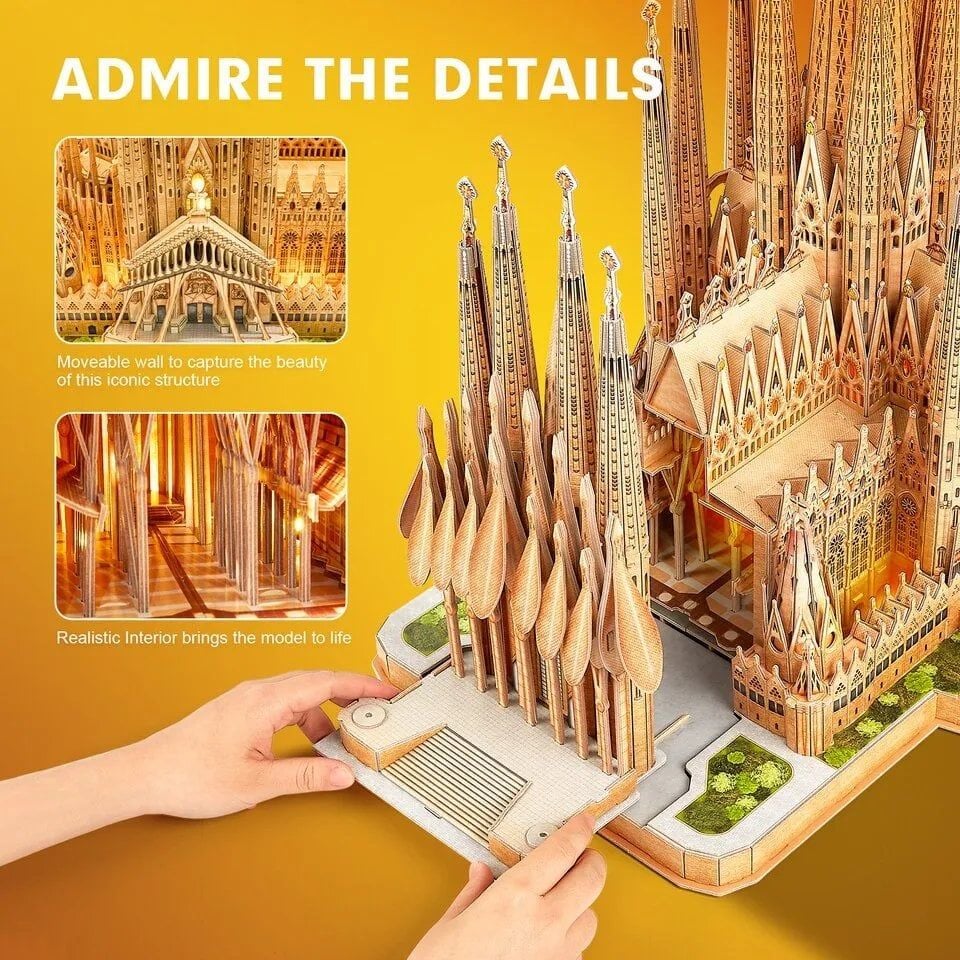  Mô Hình Giấy 3D Lắp Ráp CubicFun Nhà Thờ Sagrada Família (696 mảnh, đèn LED) L530h - PP028 