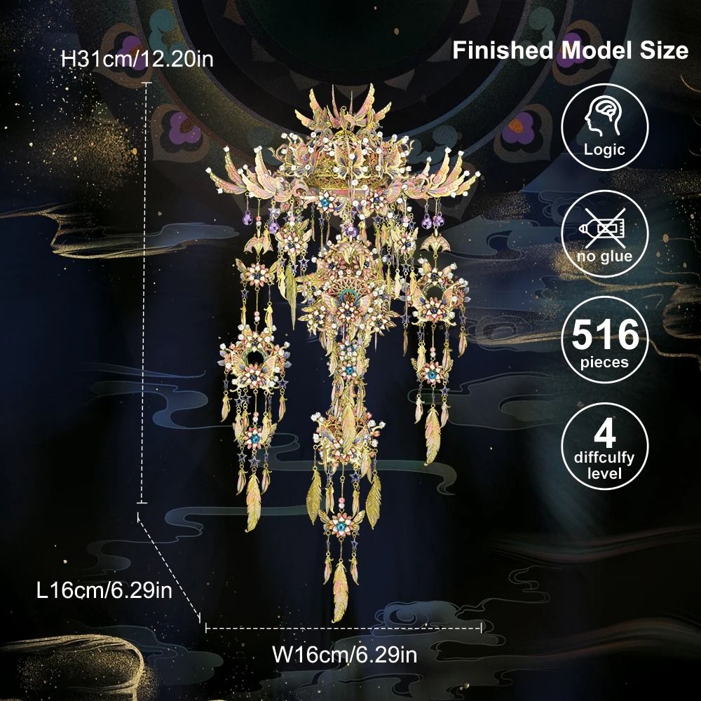  Mô Hình Kim Loại 3D Lắp Ráp Piececool Song Tư Phong Linh (516 mảnh, Wind Chime of Romance) P363-GW - MP1238 