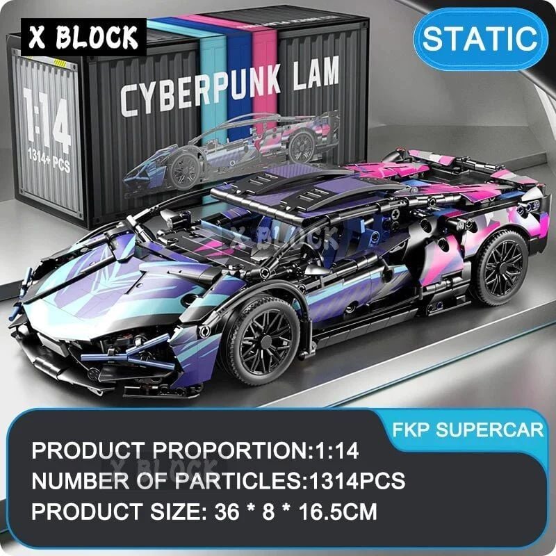  Mô Hình Nhựa 3D Lắp Ráp OEM Siêu Xe Đua Lamborghini (1314 mảnh, Màu Hồng Tím) 1:14 - LG0176 