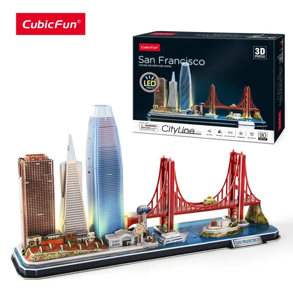  Mô Hình Giấy 3D Lắp Ráp CubicFun San Francisco Cityline L524h (90 mảnh, đèn LED) - PP025 