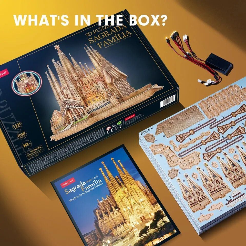  Mô Hình Giấy 3D Lắp Ráp CubicFun Nhà Thờ Sagrada Família (696 mảnh, đèn LED) L530h - PP028 