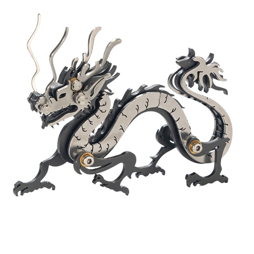  Mô Hình Kim Loại Lắp Ráp 3D Steel Warcraft Con Rồng (51 mảnh, Màu Bạc Đen, Dragon) - SW047 
