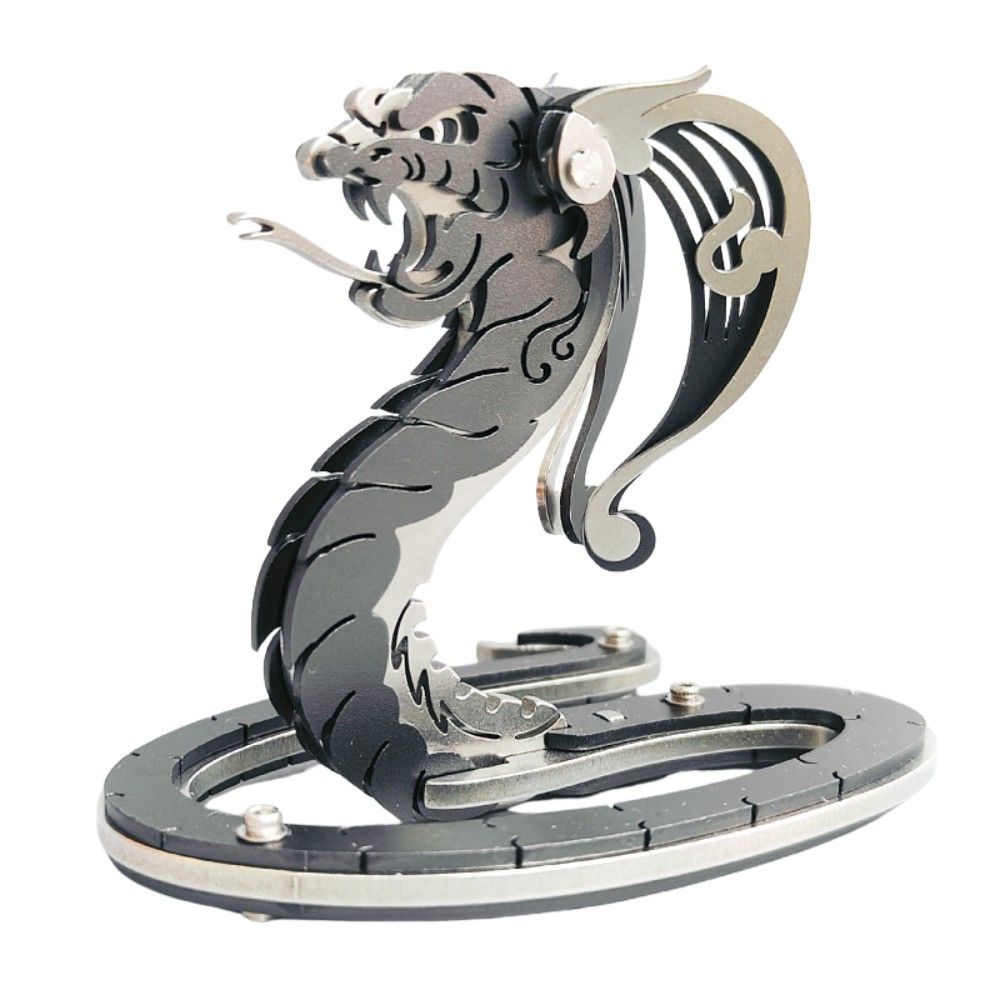  Mô Hình Kim Loại Lắp Ráp 3D Steel Warcraft Con Rắn (27 mảnh, Màu Bạc Đen, Snake) - SW048 