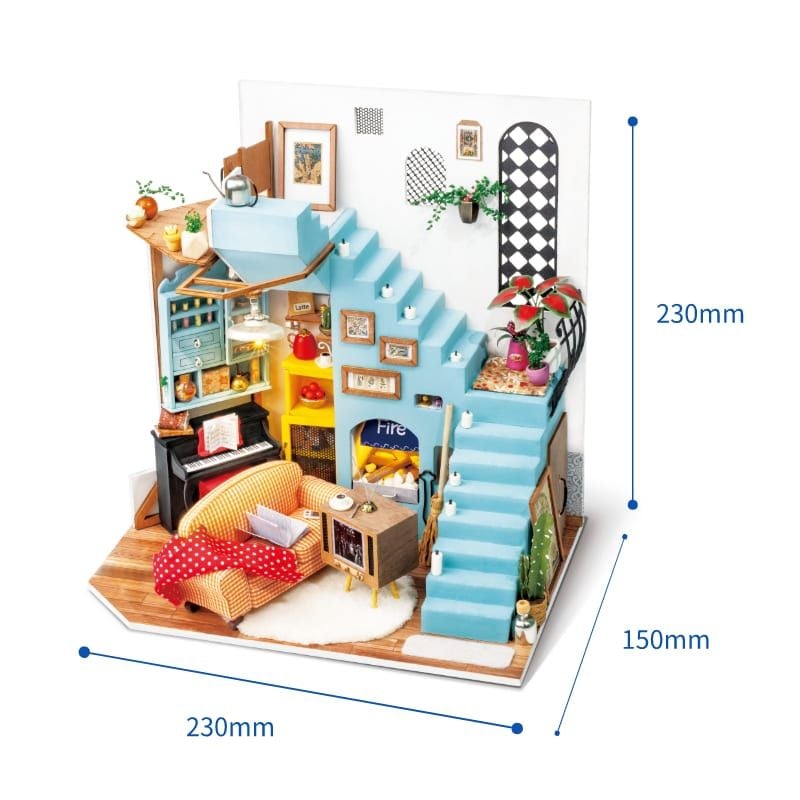  Mô Hình Gỗ 3D Lắp Ráp ROBOTIME DIY Dollhouse Nhà Tí Hon Joy’s Peninsula Living Room DG141 – WP154 