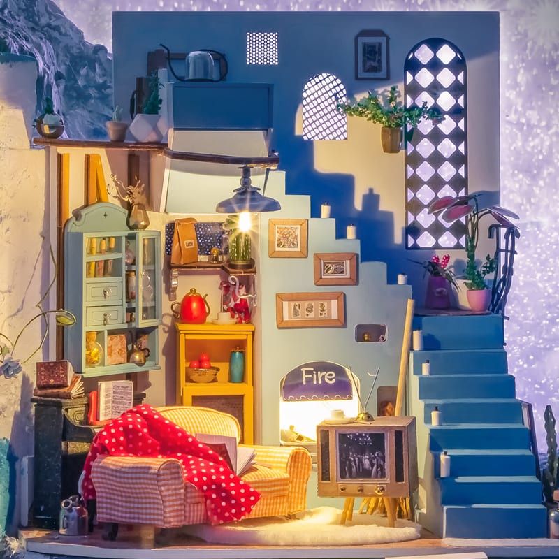  Mô Hình Gỗ 3D Lắp Ráp ROBOTIME DIY Dollhouse Nhà Tí Hon (250 mảnh, Joy’s Peninsula Living Room) DG141 – WP154 