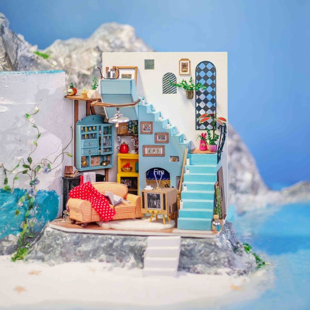  Mô Hình Gỗ 3D Lắp Ráp ROBOTIME DIY Dollhouse Nhà Tí Hon (250 mảnh, Joy’s Peninsula Living Room) DG141 – WP154 
