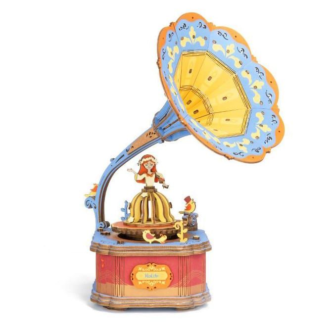  Mô Hình Gỗ 3D Lắp Ráp ROBOTIME Hộp Nhạc Máy Nghe Đĩa Than Vintage Gramphone Music Box AM43 – WP007 