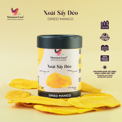  Monsieur Luxe Xoài Sấy Dẻo Ít Đường - Dried Mango Less Sugar - 160g 