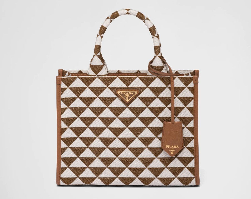  Small Prada Symbole Jacquard Fabric Handbag 