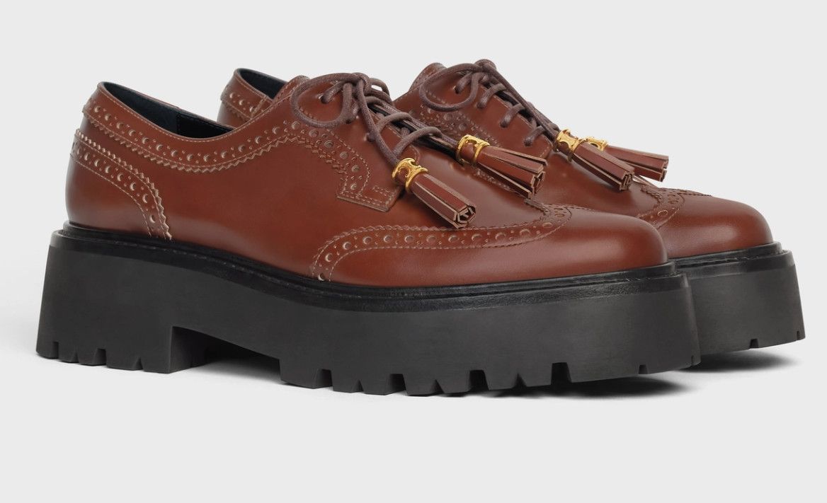 Celine Bulky Brogue Derby In Polished Bull 