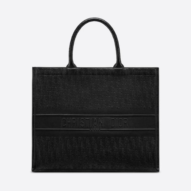  Black Dior Oblique Embossed Calfskin 