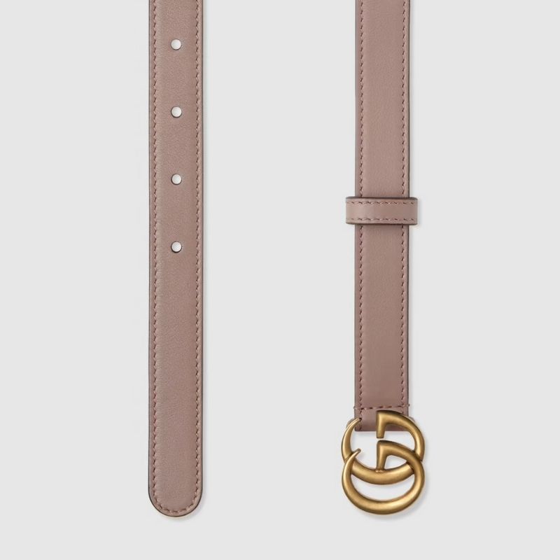  GG Marmont Thin Leather Belt With Shiny Buckle 