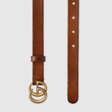 GG Marmont Thin Leather Belt With Shiny Buckle 