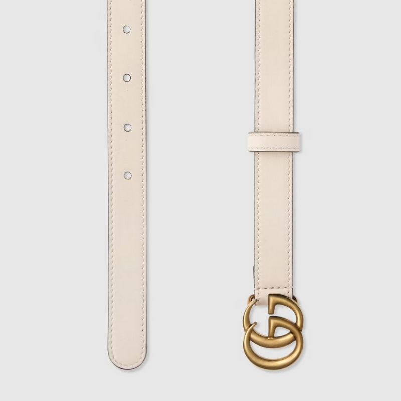  GG Marmont Thin Leather Belt With Shiny Buckle 