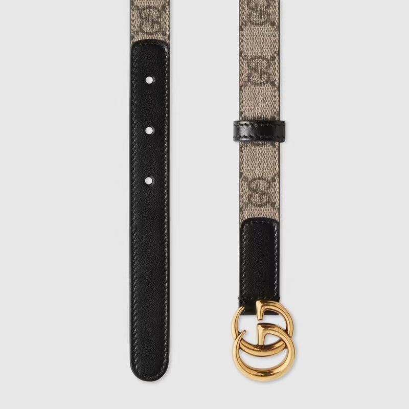  GG Marmont Thin Leather Belt With Shiny Buckle 