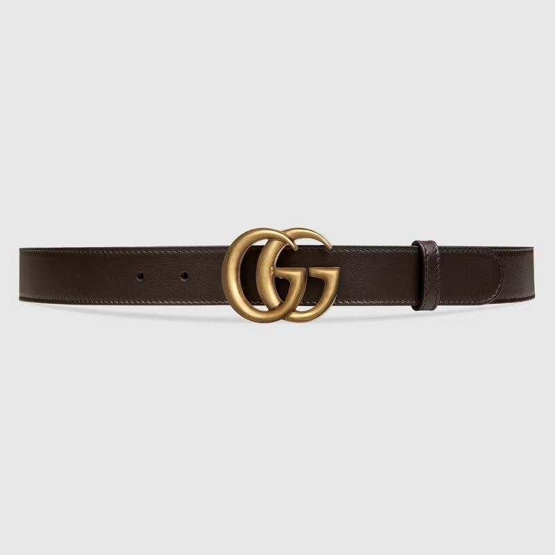  Leather Belt With Double G Buckle 