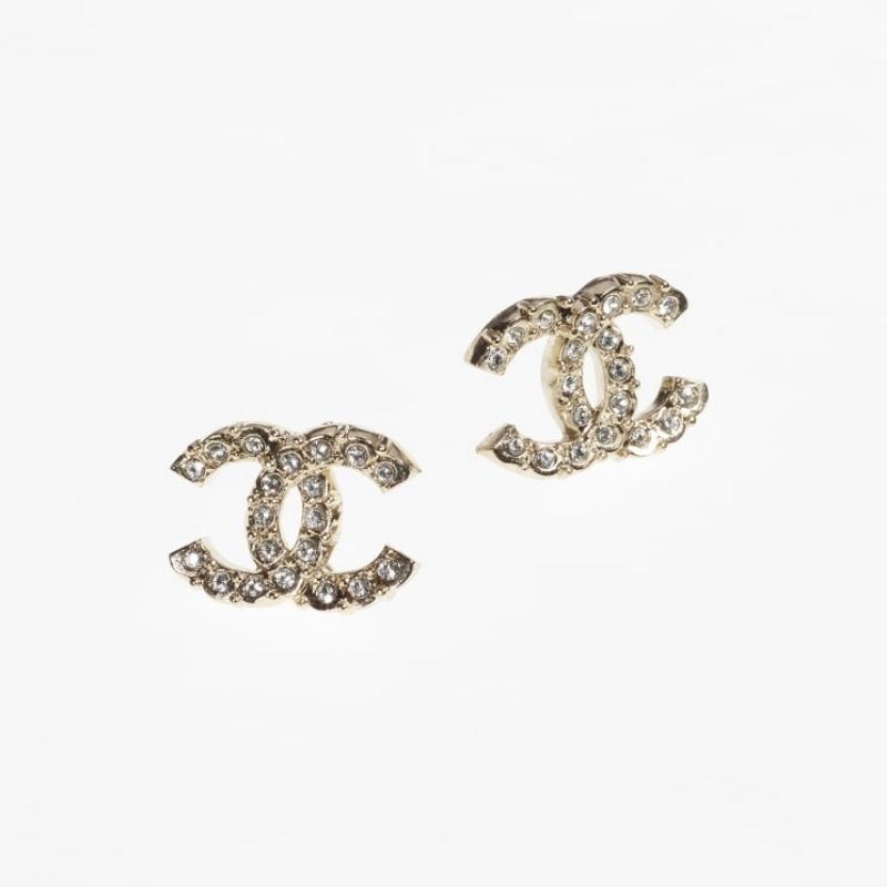  Gold & Crystal Chanel Earrings 