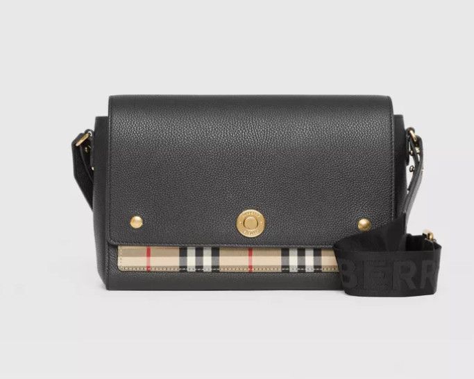  Leather and Vintage Check Note Crossbody Bag 