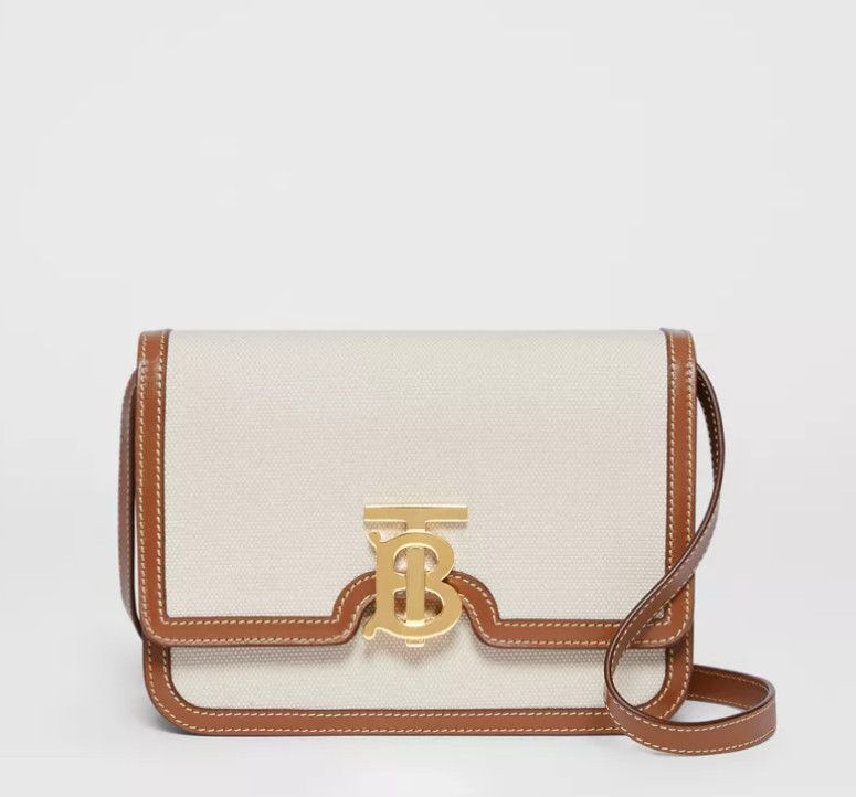  Small Two-tone Canvas and Leather TB Bag 