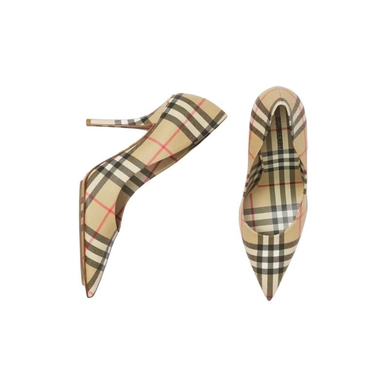  Vintage Check Point-Toe Pumps 