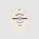  Cotton jersey 'Gucci Firenze 1921' T-shirt ( áo thun Gucci ) 