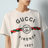  Cotton jersey 'Gucci Firenze 1921' T-shirt ( áo thun Gucci ) 