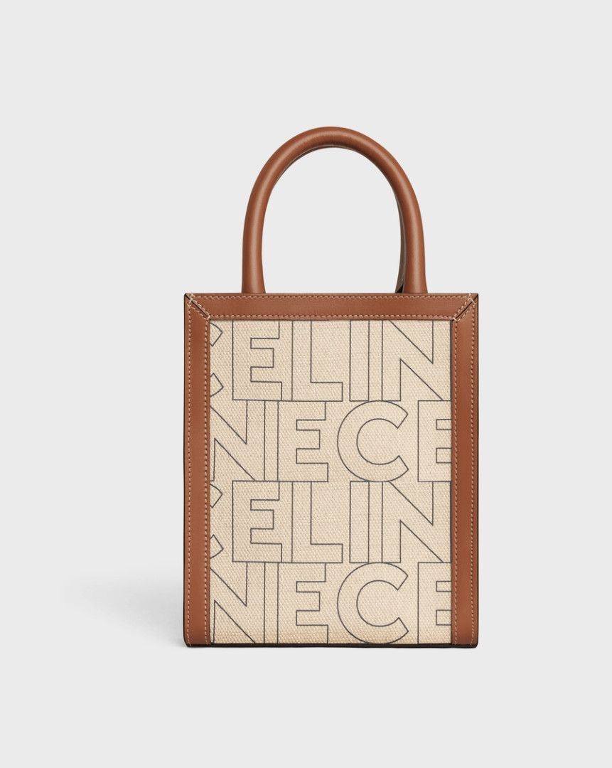  MINI VERTICAL CABAS CELINE IN DENIM WITH CELINE ALL-OVER PRINT 