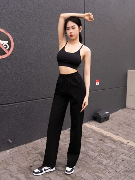 Quần dài thể thao nữ phom rộng ống suông A2522