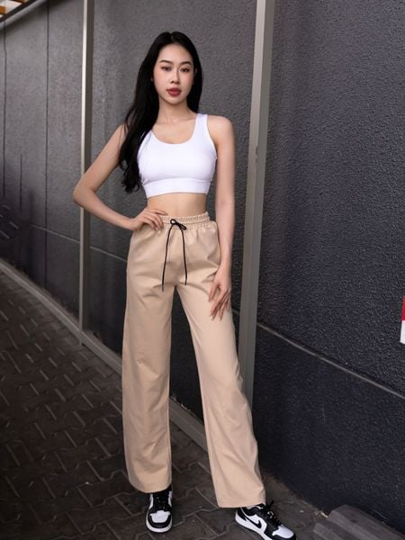Quần dài thể thao nữ phom rộng ống suông A2522