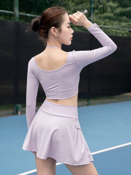 Áo tập croptop tay dài nữ Reeta A3074